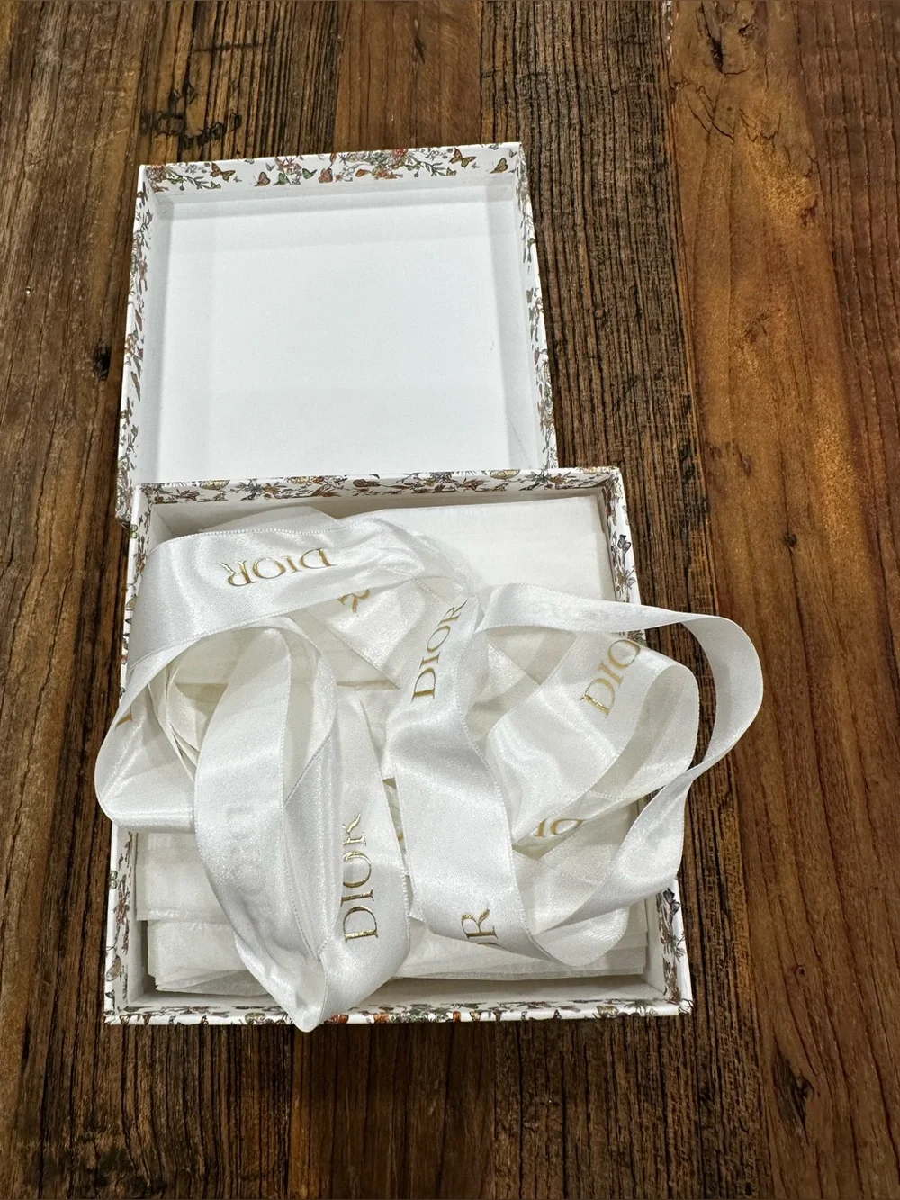 Dior White Floral Gift Box with Gold Logo